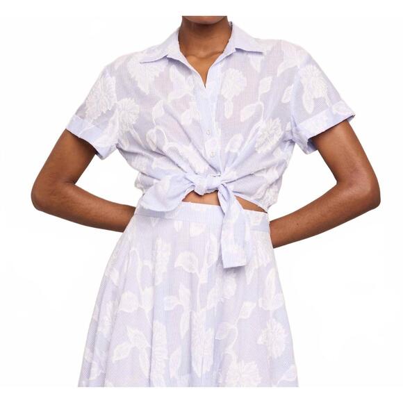 NEW CARA CARA asbury top in floral clip jacquard